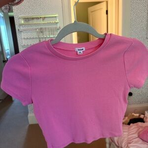 GARAGAE Pink Ribbed Crop Top